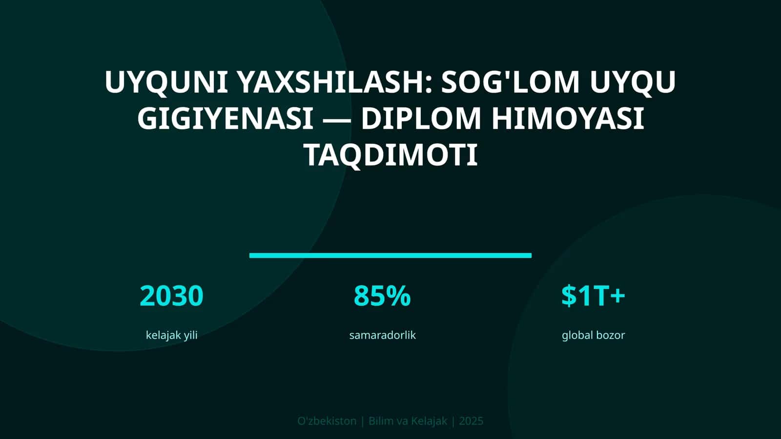 Uyquni yaxshilash: sog'lom uyqu gigiyenasi — diplom himoyasi taqdimoti