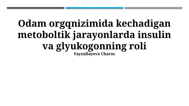 Insulin va glyukagonning roli