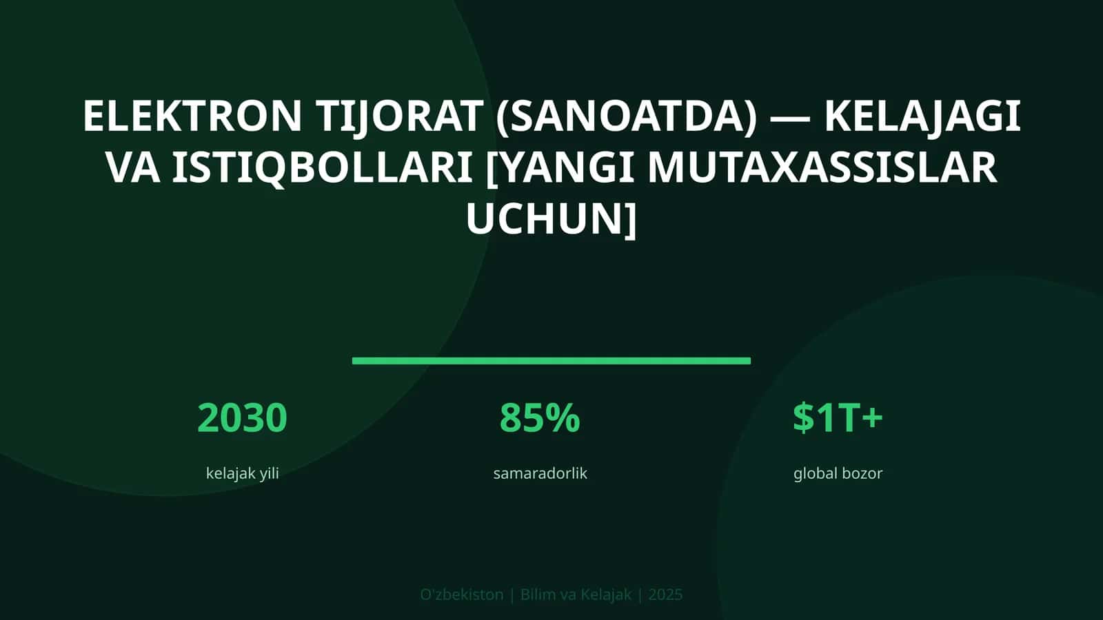 Elektron tijorat (sanoatda) — kelajagi va istiqbollari [yangi mutaxassislar uchun]