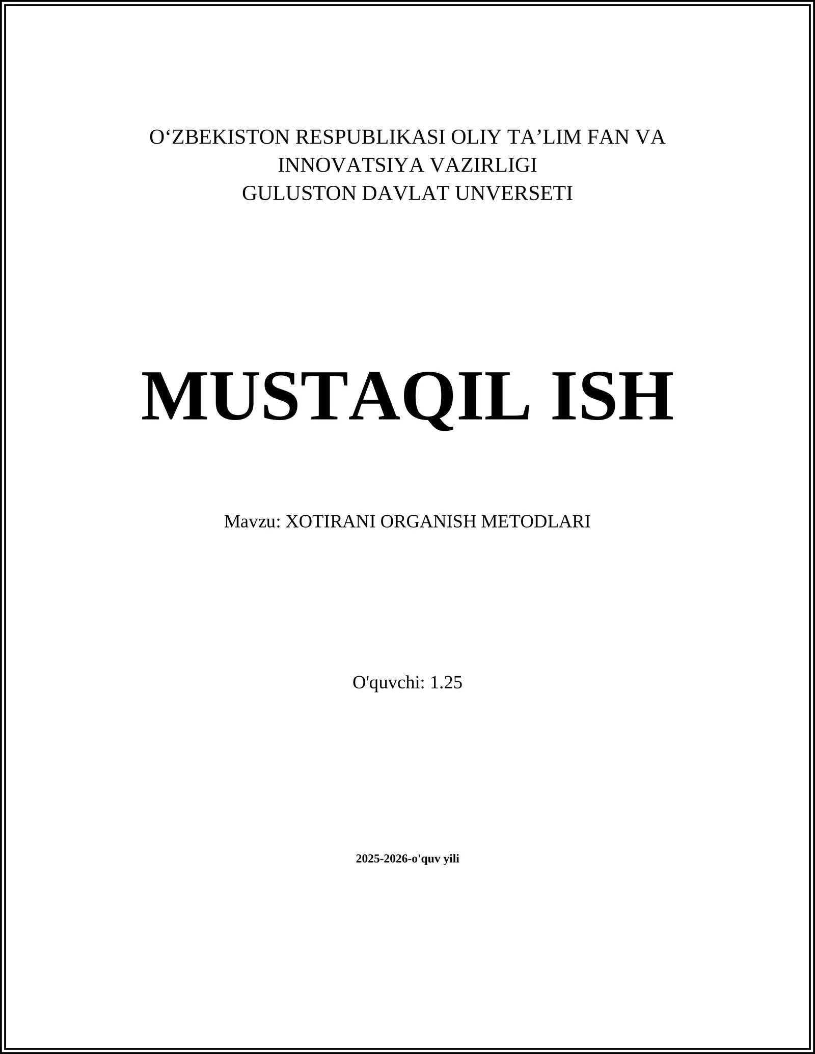 XOTIRANI ORGANISH METODLARI