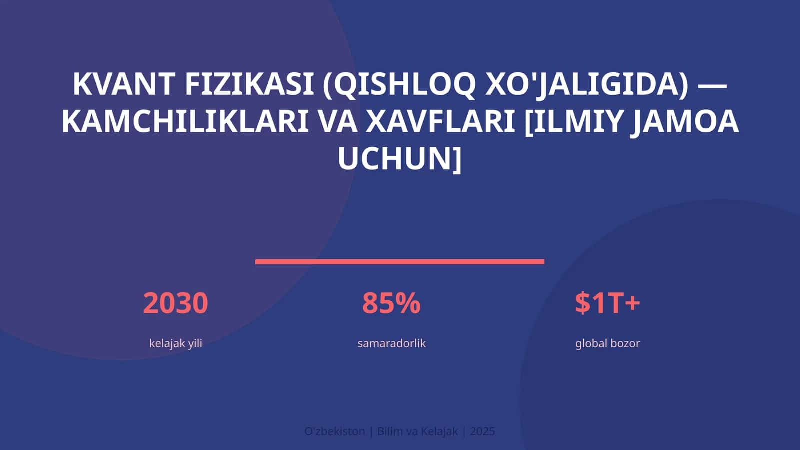 KVANT FIZIKASI (QISHLOQ XO'JALIGIDA) — KAMCHILIKLARI VA XAVFLARI [ILMIY JAMOA UCHUN]