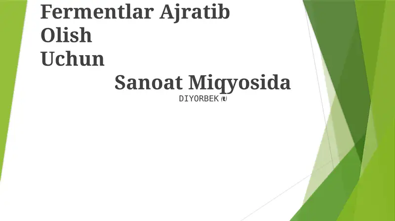 Fermentlar Ajratib Olish Uchun Sanoat Miqyosida