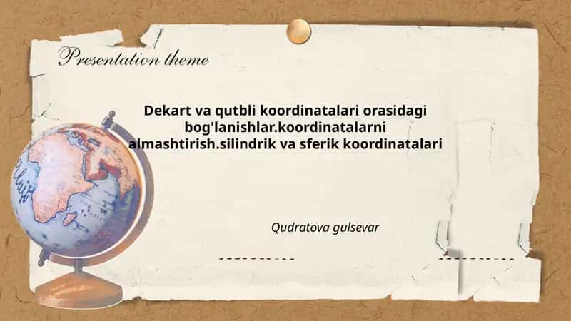 Dekart va qutbli koordinatalari orasidagi bog'lanishlar