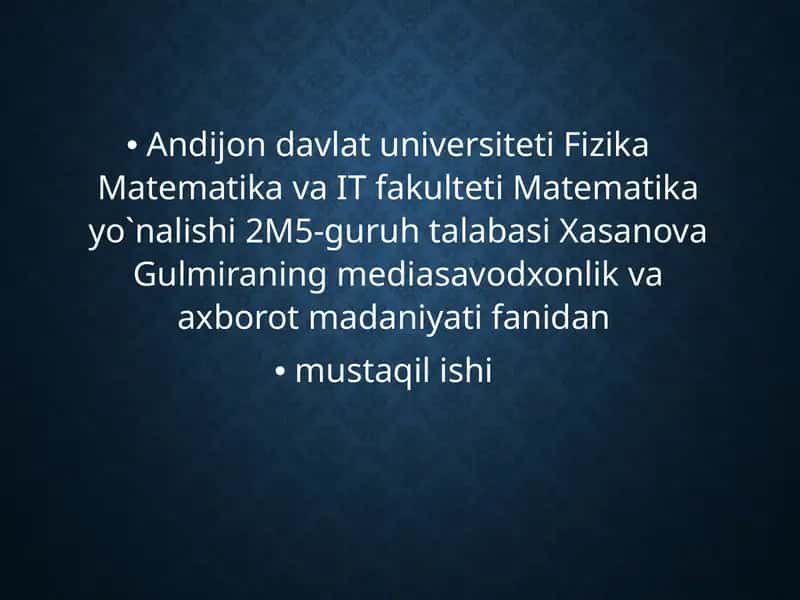 Algoritmlar va foydalanuvchi xatti-harakati