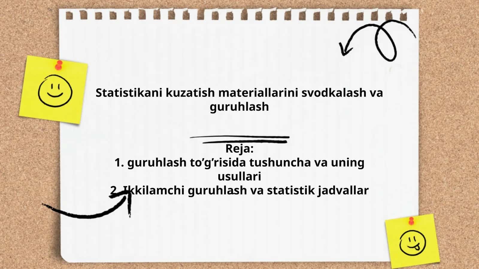 Statistikani kuzatish materiallarini svodkalash va guruhlash