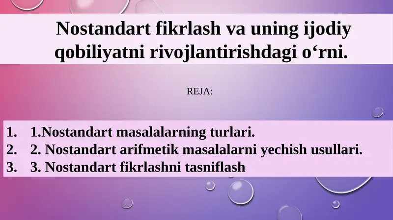 Nostandart masalalar