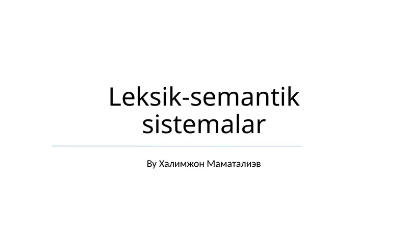 Leksik-semantik sistemalar