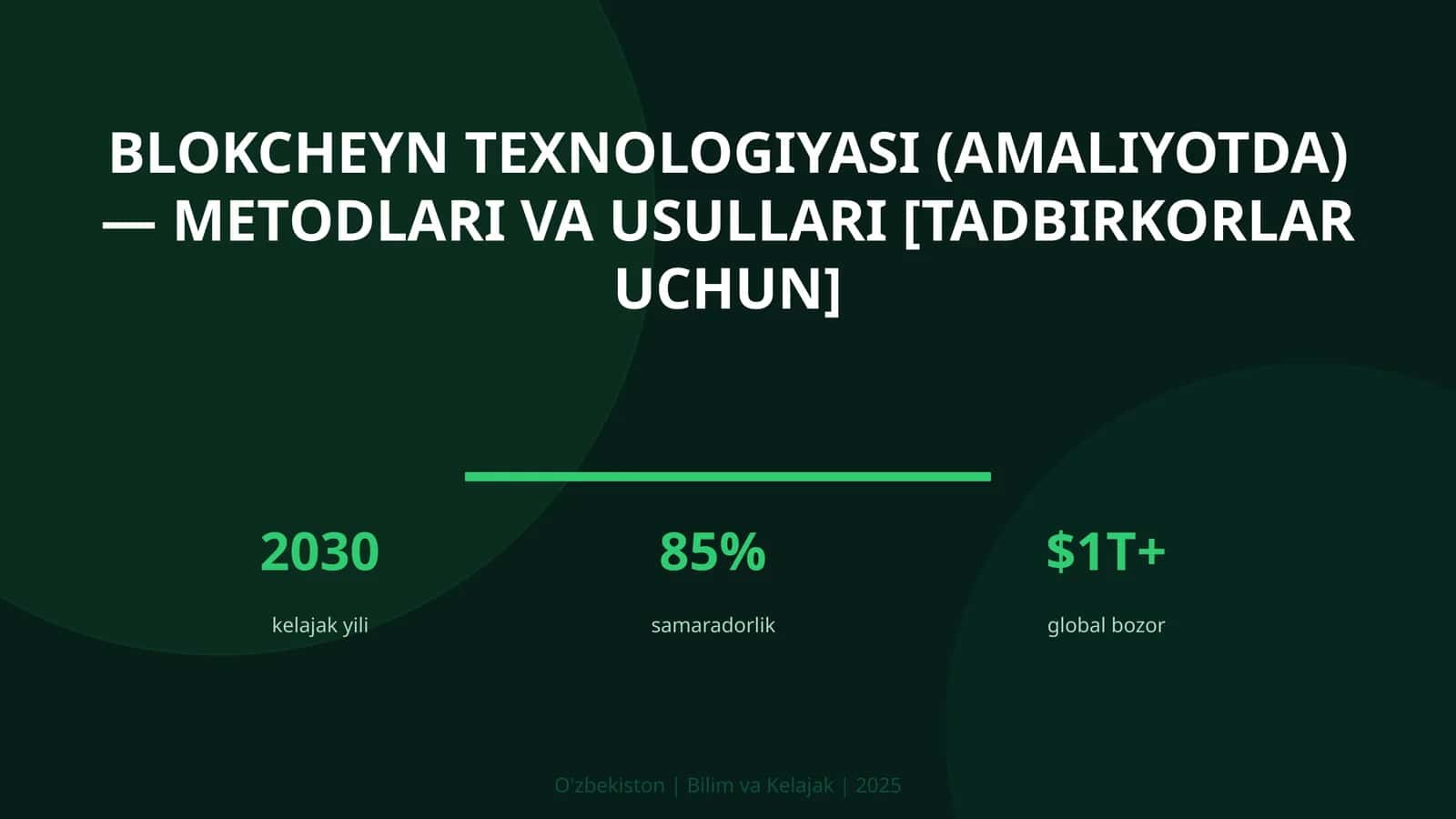 Blokcheyn Texnologiyasi (Amaliyotda) - Metodlari va Usullari [Tadbirkorlar Uchun]