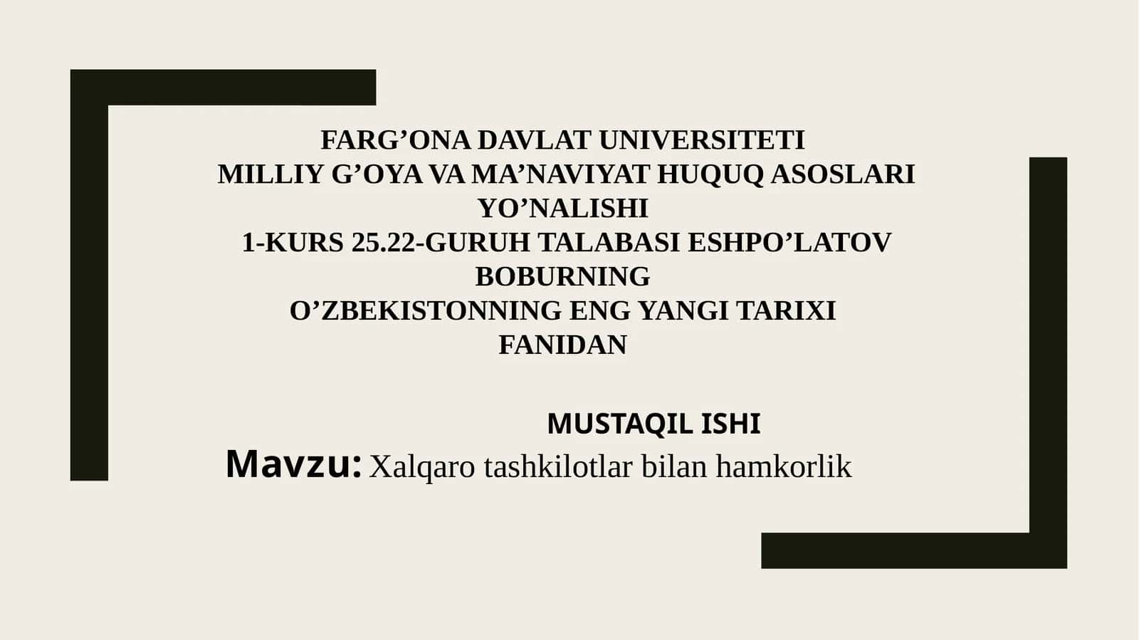 Xalqarotashkilotlar bilan hamkorlik