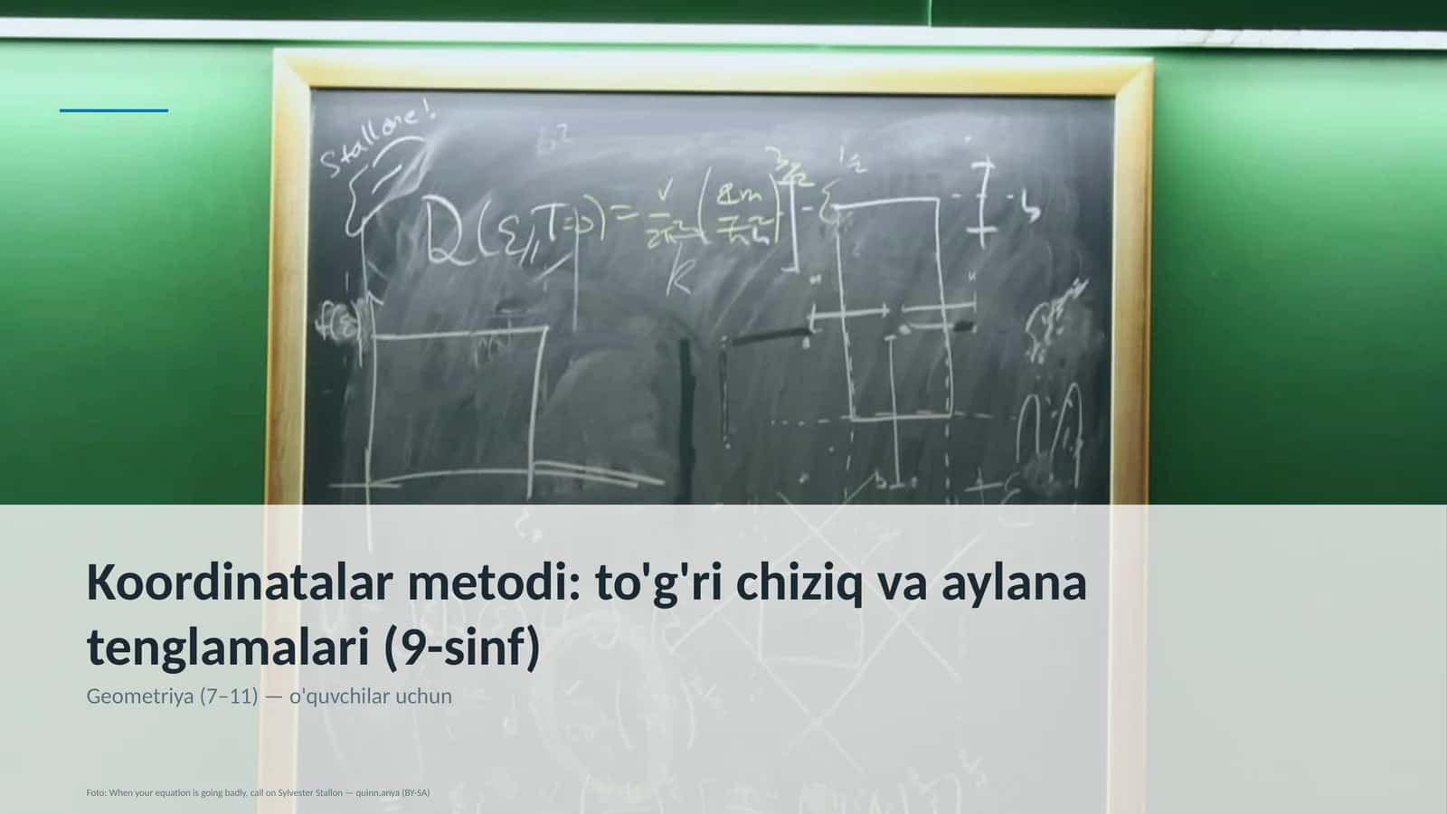 Koordinatalar metodi: to'g'ri chiziq va aylana tenglamalari (9-sinf)