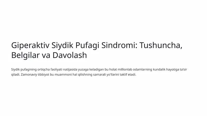 Giperaktiv Siydik Pufagi Sindromi