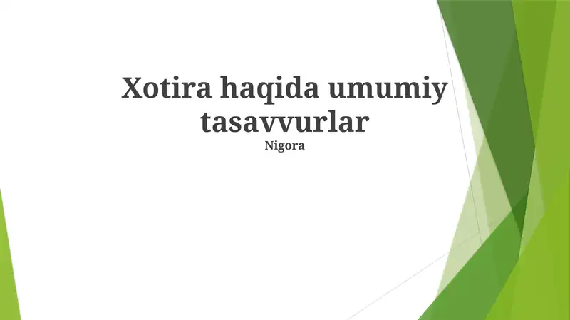 Xotirani Qayta Tiklash va Esga Olish