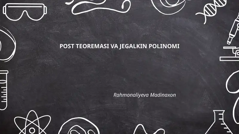 Post teoremasi va jegalkin polinomi
