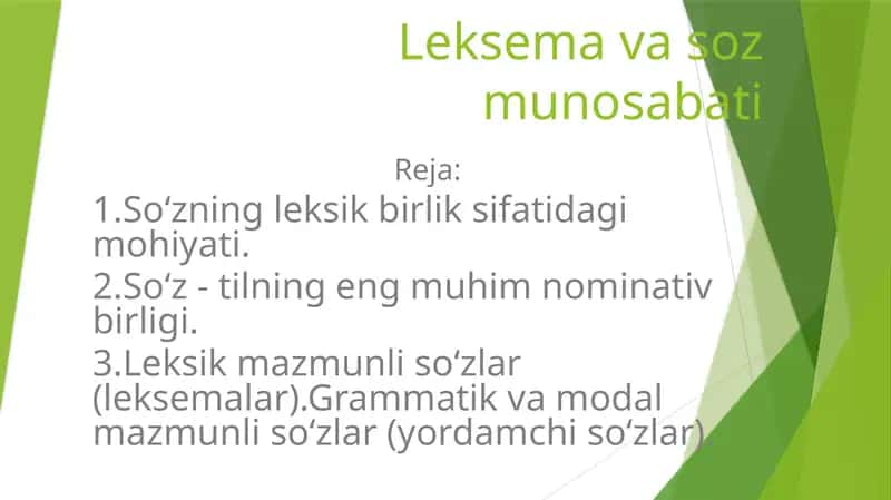 Leksema va soz munosabati