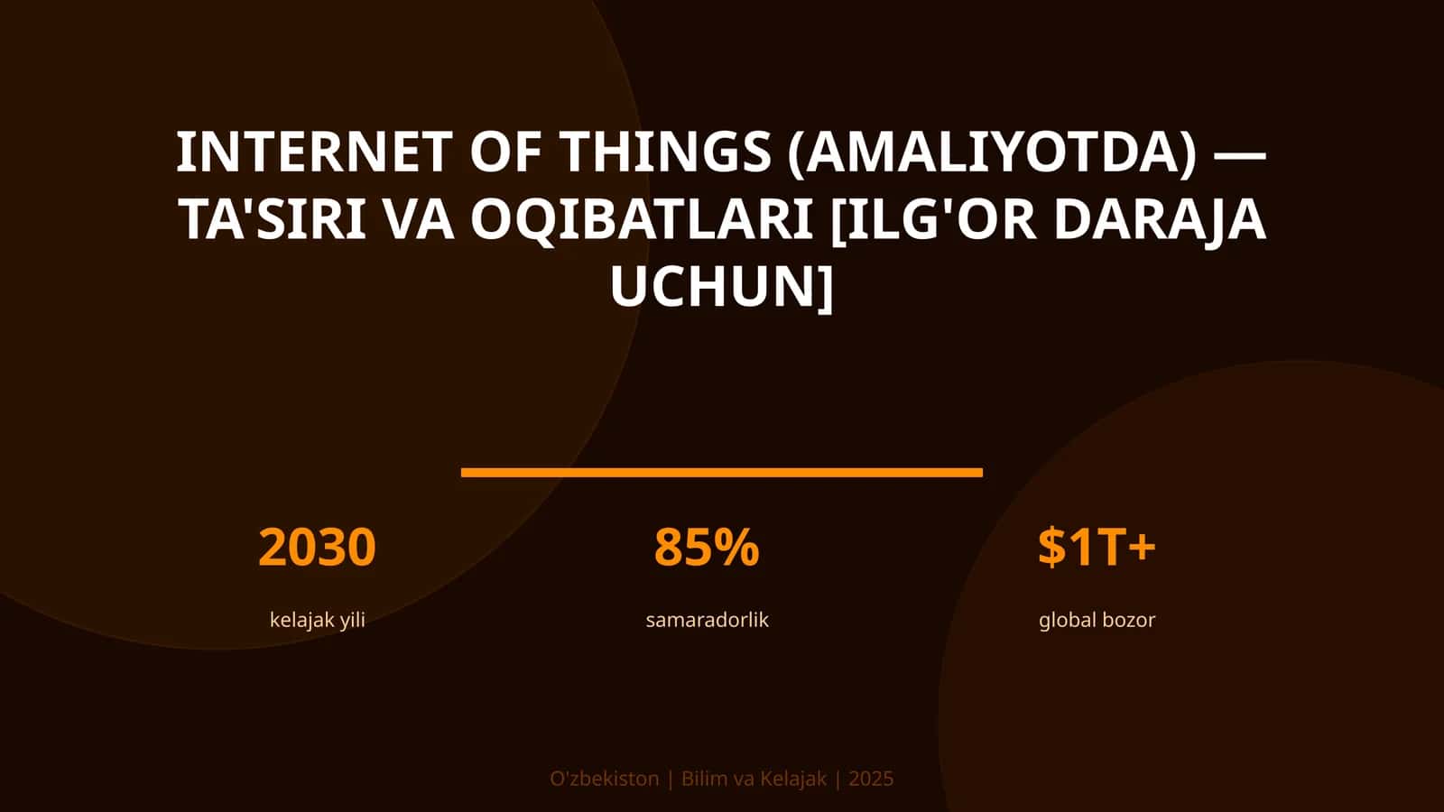 INTERNET OF THINGS (AMALIYOTDA) — TA'SIRI VA OQIBATLARI [ILG'OR DARAJA UCHUN]