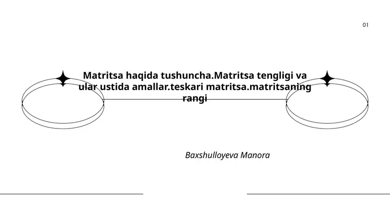 Matritsa haqida tushuncha.Matritsa tengligi va ular ustida amallar.teskari matritsa.matritsaning rangi