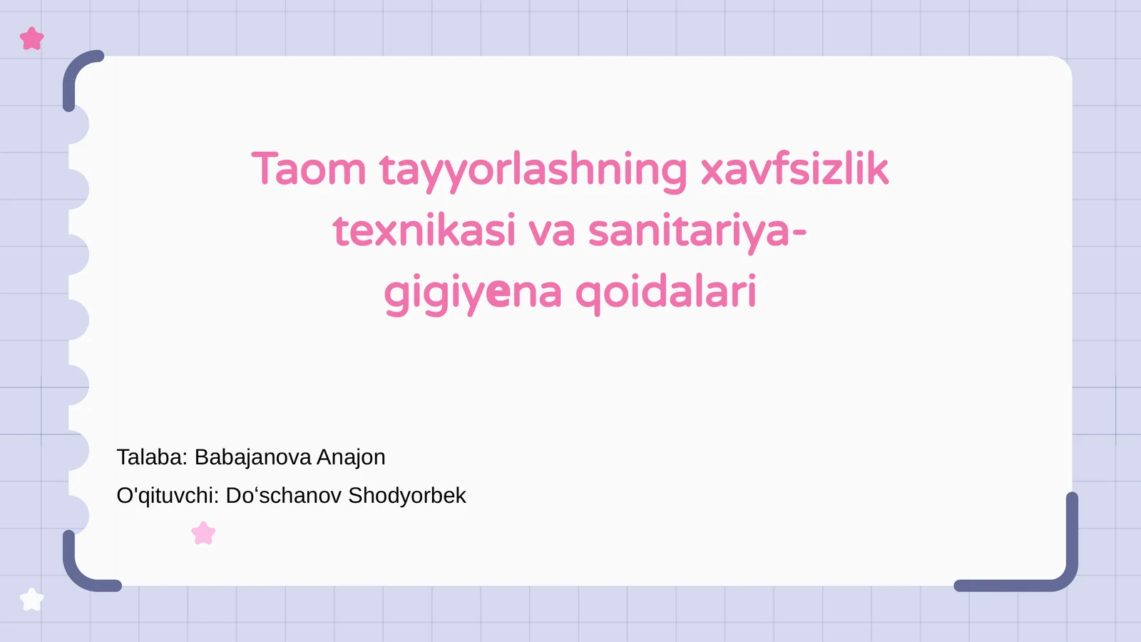 Taom tayyorlashning xavfsizlik texnikasi va sanitariya-gigiyеna qoidalari
