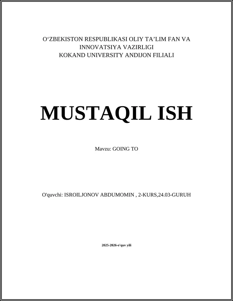 "Going to" tuzilmasi