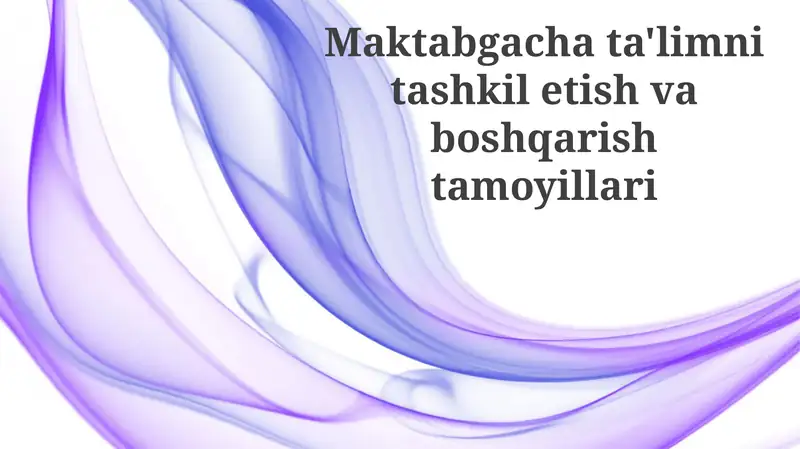 Maktabgacha ta'limni tashkil etish va boshqarish tamoyillari