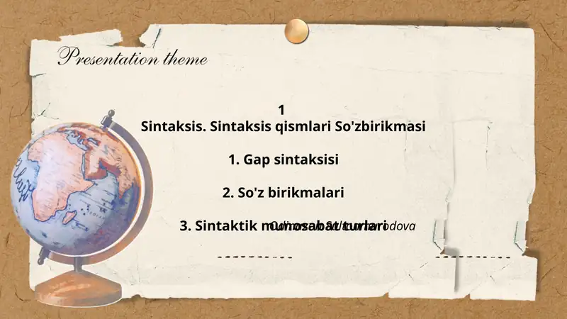 Sintaksis. Sintaksis qismlari So'zbirikmasi