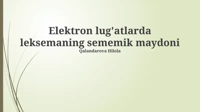 Semantik maydon tahlili metodlari