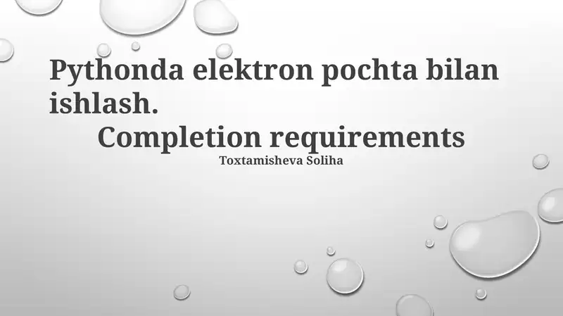 Elektron pochta bilan ishlash