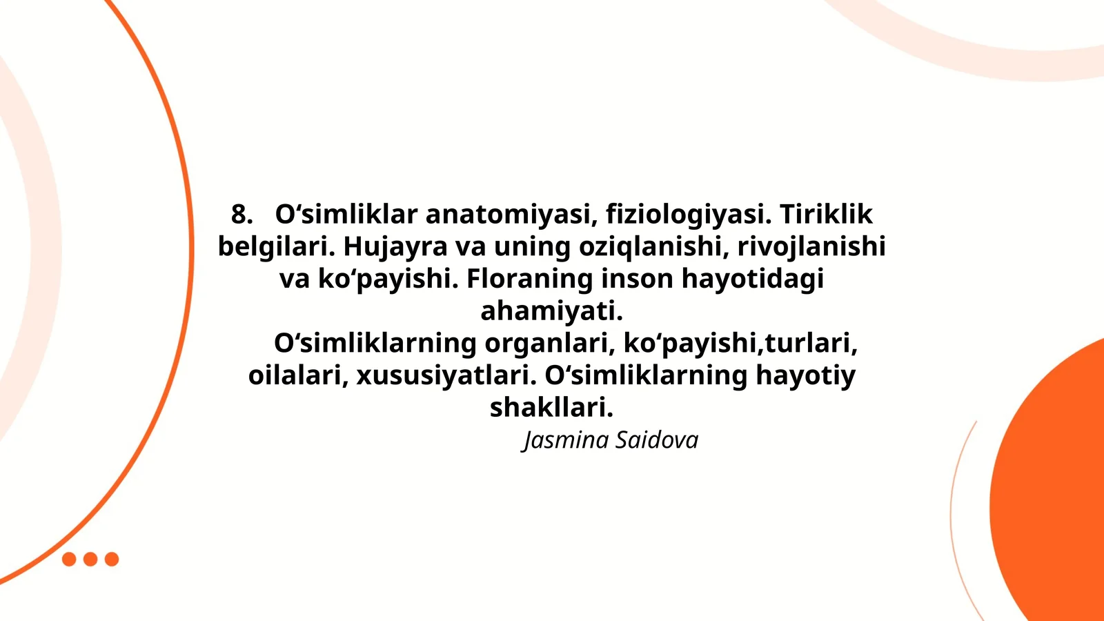 O‘simliklar anatomiyasi, fiziologiyasi
