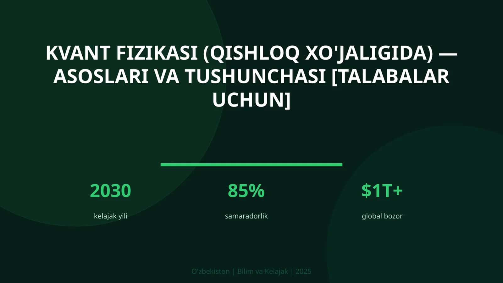 Kvant fizikasi (qishloq xo'jaligida) — asoslari va tushunchasi [talabalar uchun]
