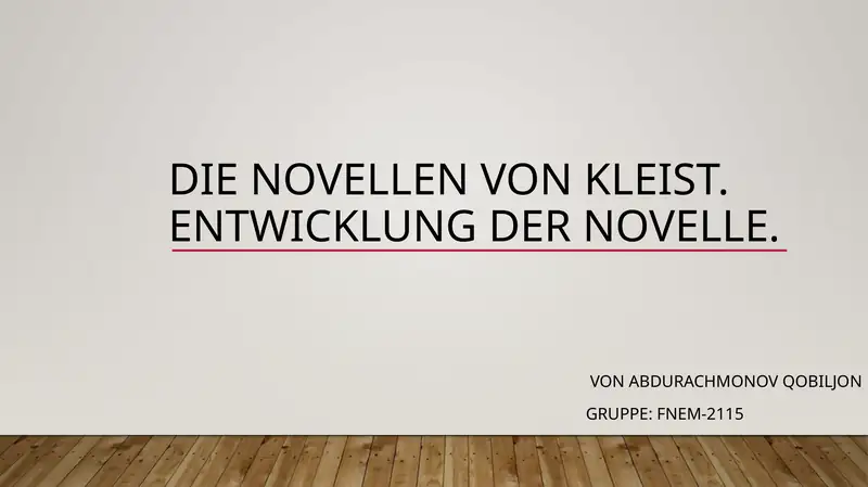 Dienovelle von von Kleist