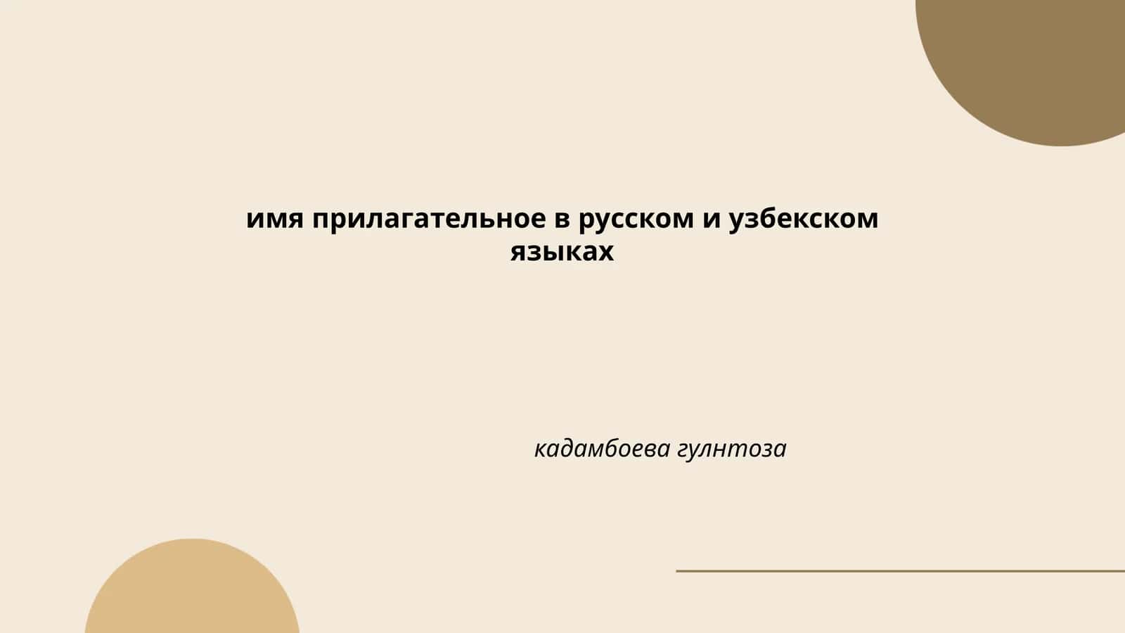 Прилагательное в русском и узбекском языках