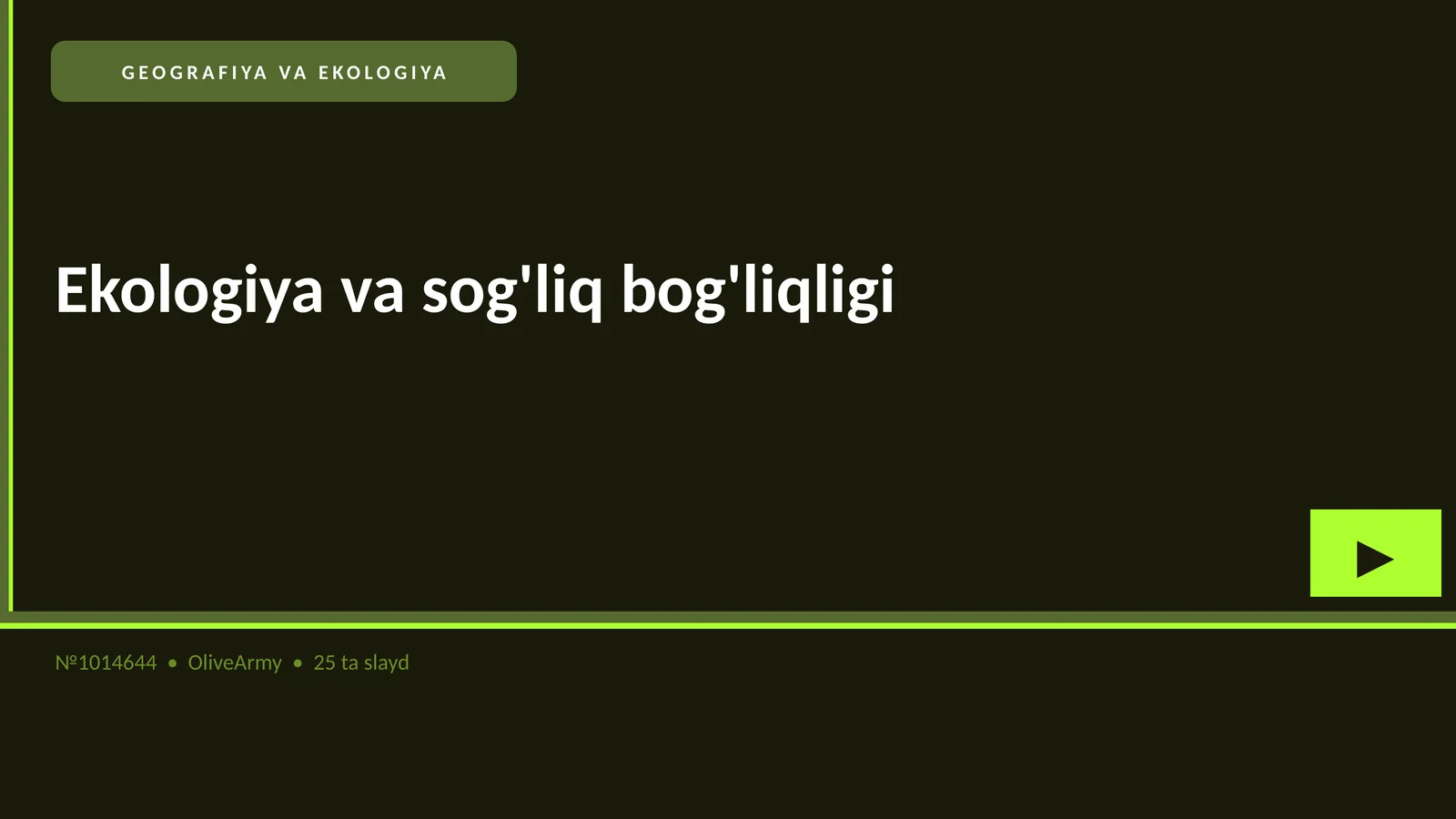 Ekologiya va sog'liq bog'liqligi