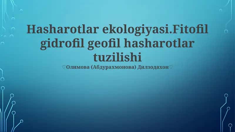 Hasharotlar ekologiyasi