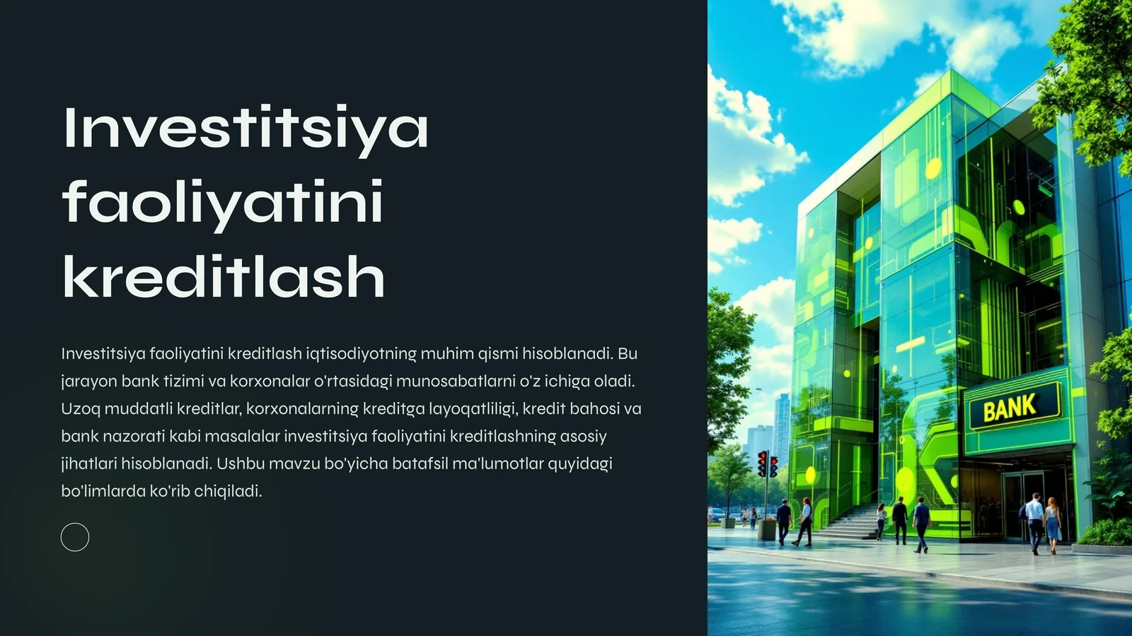 Investitsiya faoliyatini kreditlash