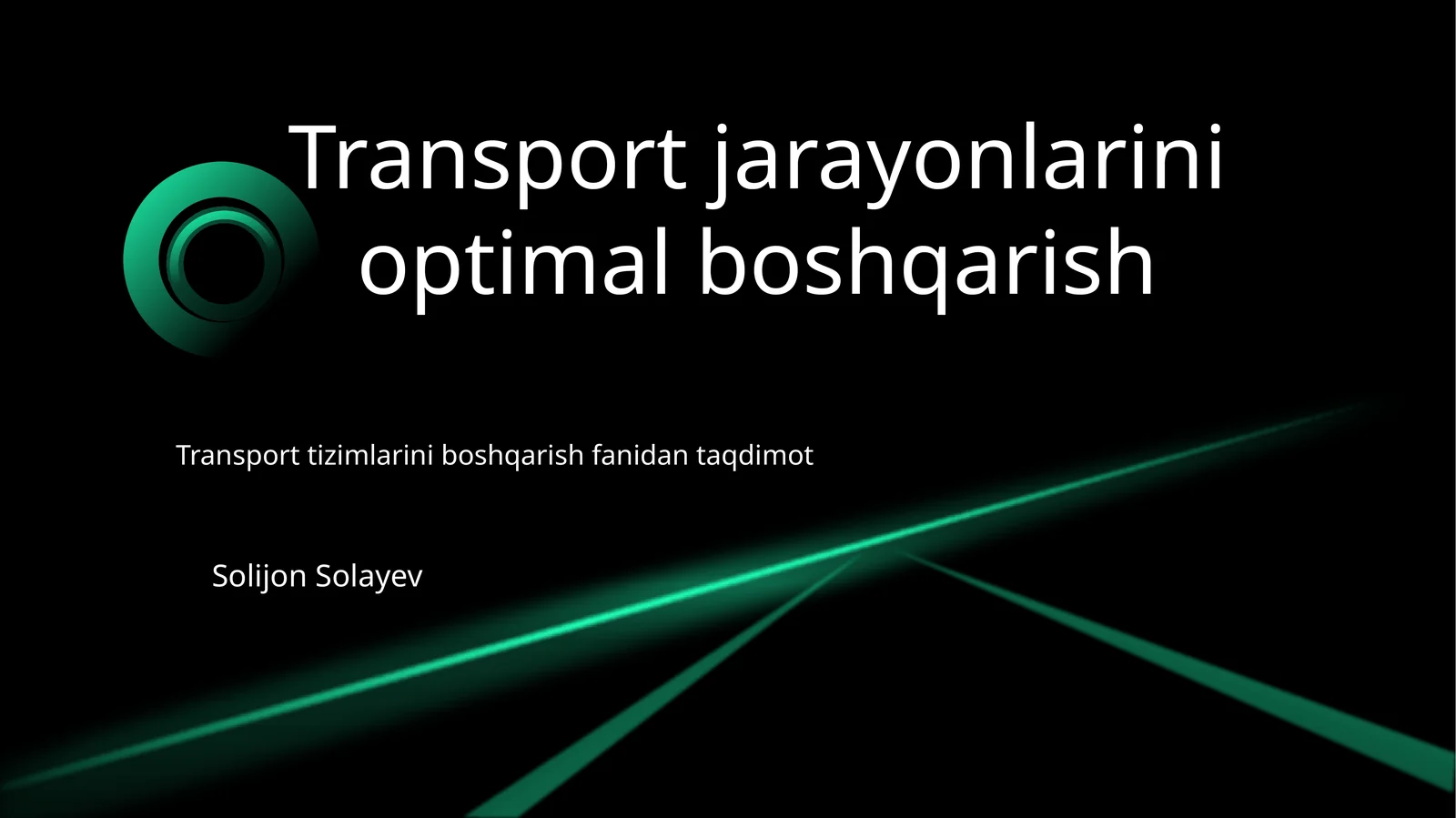Transport jarayonlarini optimal boshqarish