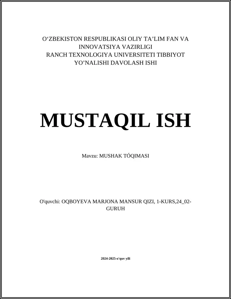 MUSHAK TÓQIMASI