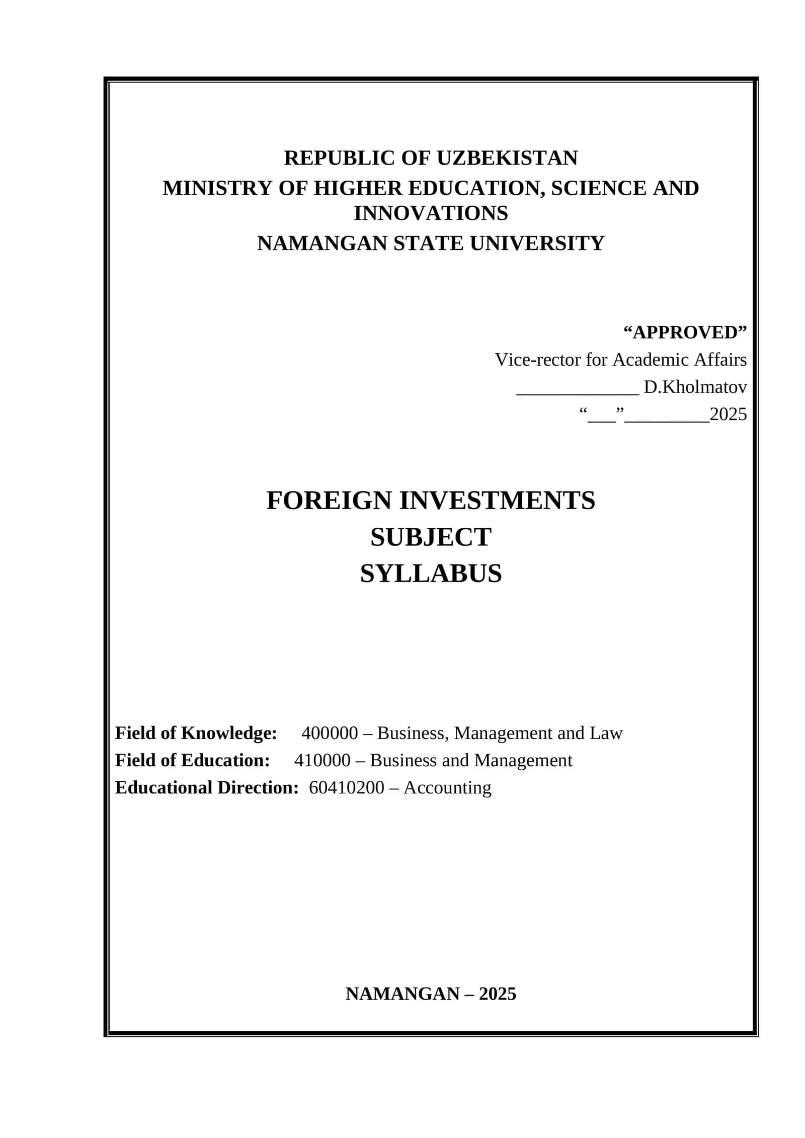Foreign Investments