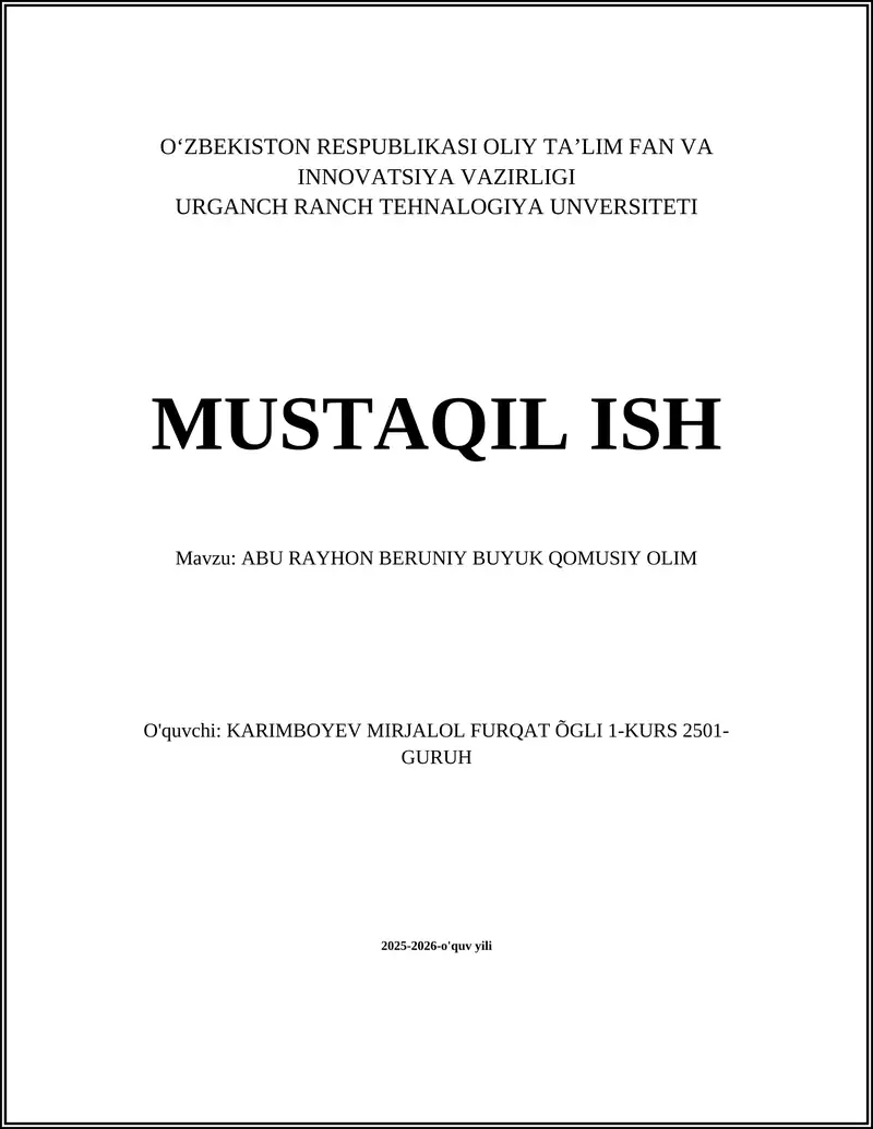 ABU RAYHON BERUNIY BUYUK QOMUSIY OLIM