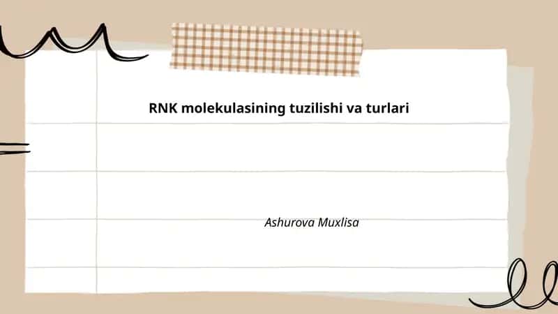 RNK molekulasining tuzilishi va turlari