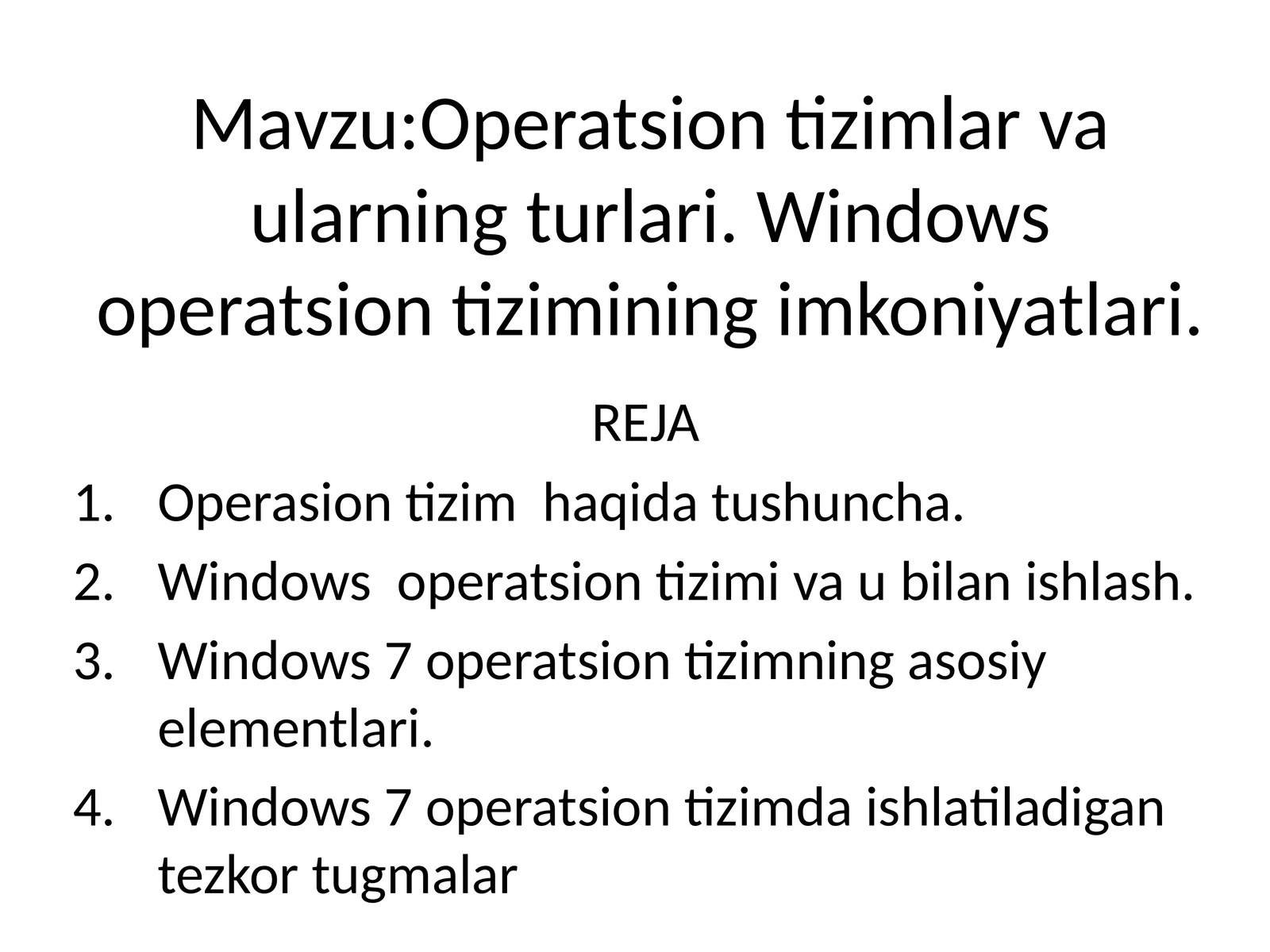 Operatsion tizimlar va ularning turlari