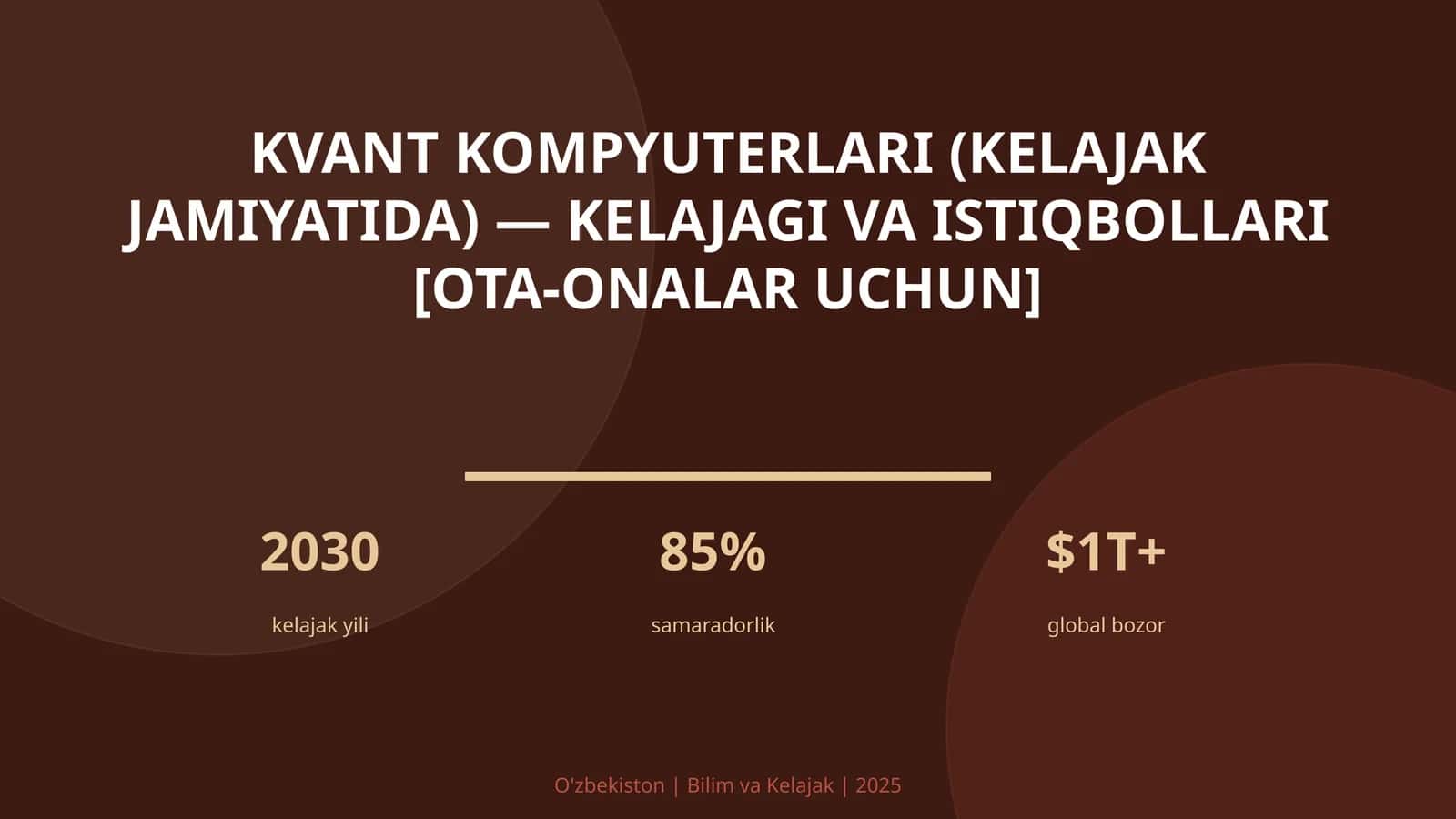 KVANT KOMPYUTERLARI (KELAJAK JAMIYATIDA) — KELAJAGI VA ISTIQBOLLARI [OTA-ONALAR UCHUN]