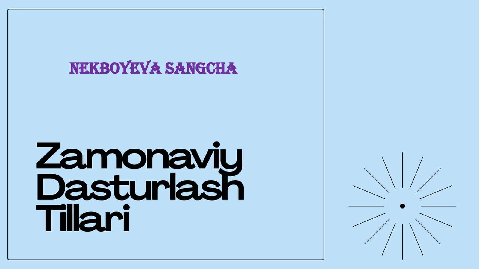 Zamonaviy Dasturlash Tillari
