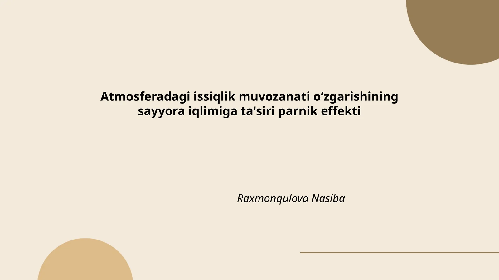 Atmosferadagi issiqlik muvozanati va uning iqlimga ta'siri
