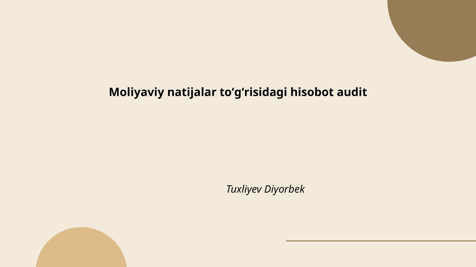 Moliyaviy natijalar toʻgʻrisidagi hisobot audit