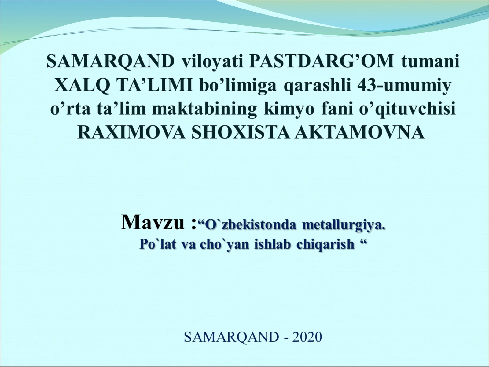 Metallurgik pechlar va ularda boradigan jarayonlar