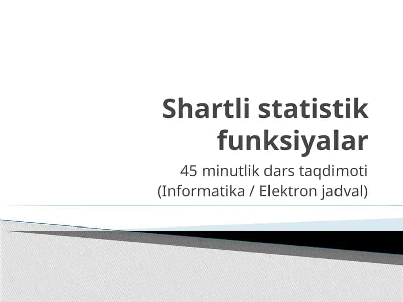 Shartli statistik funksiyalar