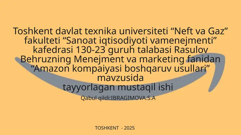 Amazon kompaniyasi boshqaruv usullari
