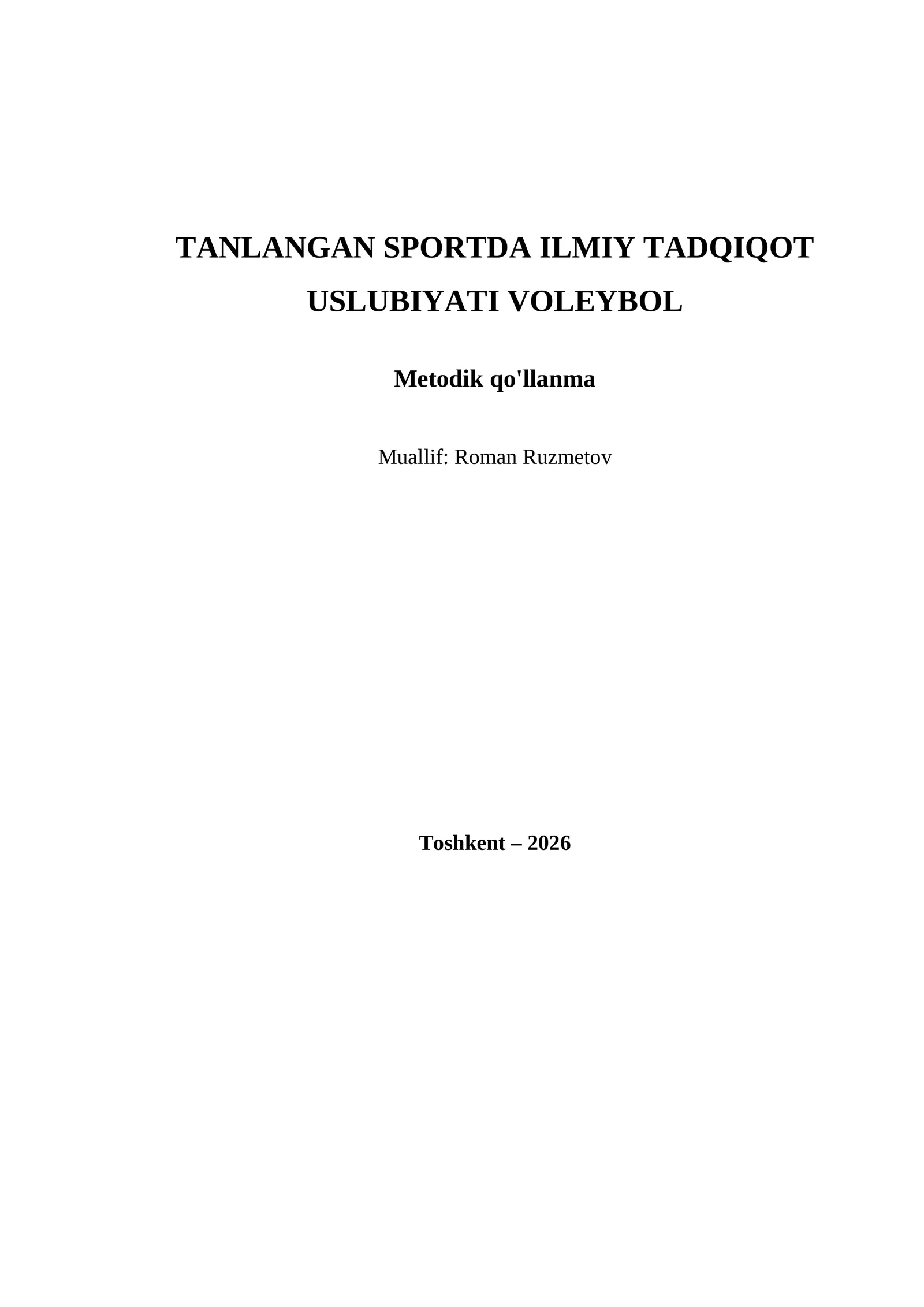 Tanlangan sportda ilmiy tadqiqot uslubiyati voleybol