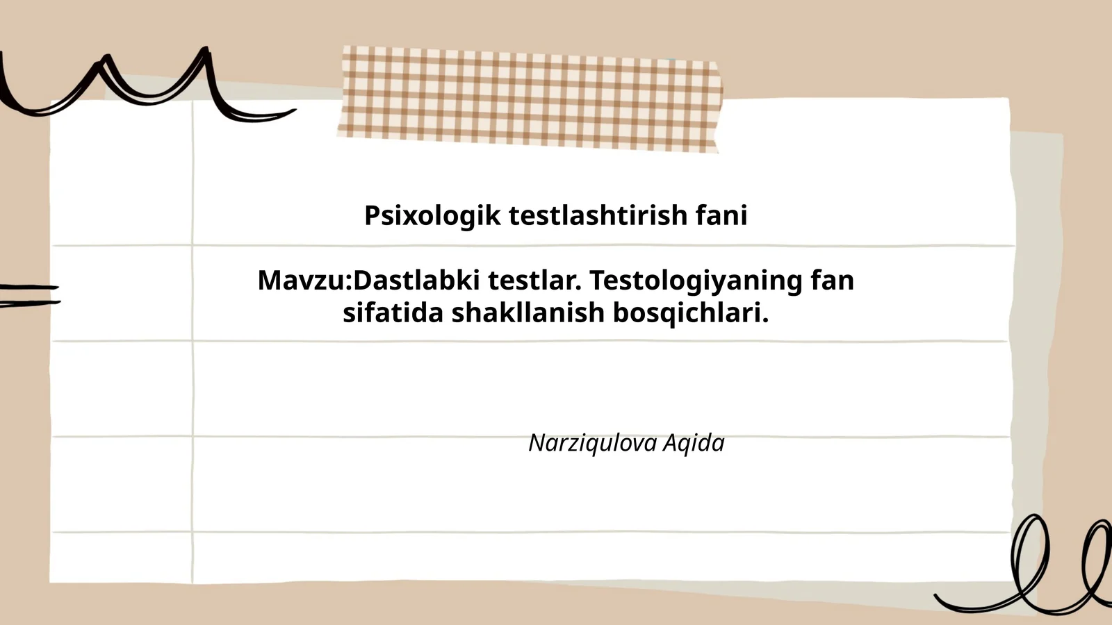 Psixologik testlashtirish fani