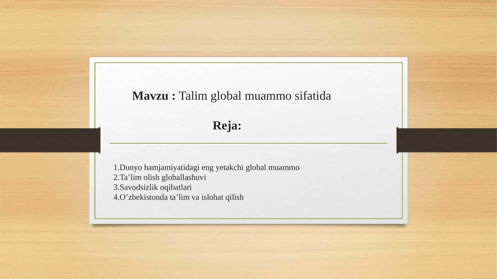 Talim global muammo sifatida