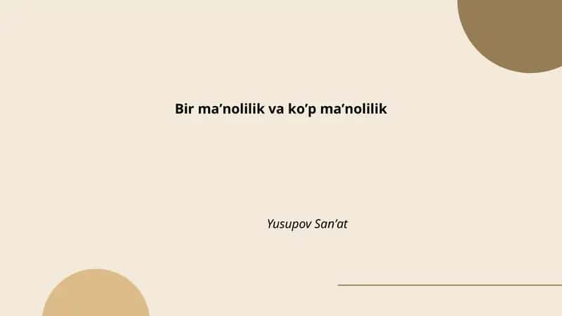 Bir maʼnolilik va koʼp maʼnolilik